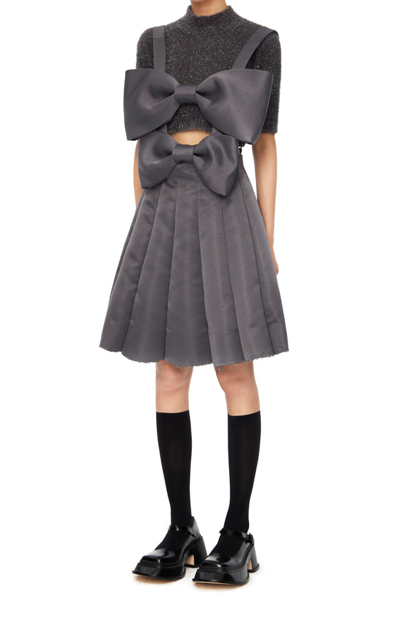 SHUSHUTONG bow dress aw21dr02 gray